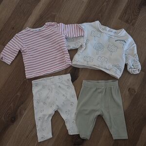 Striped and Cloud Print Baby Outfit Set